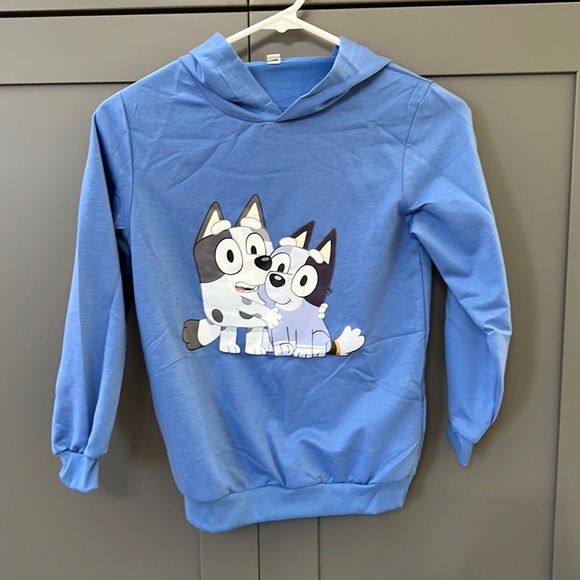 {Baby Fashion}Kids 7/8 (130)Light Blue Cartoon Hooded T-shirt - Picture 1 of 4